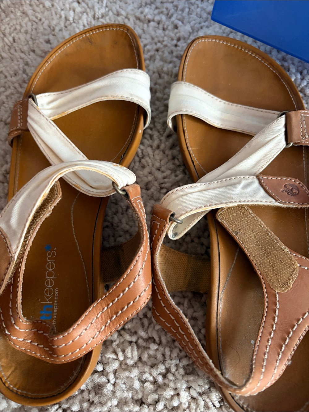 Timberland Brown and White Leather Strappy Sandals